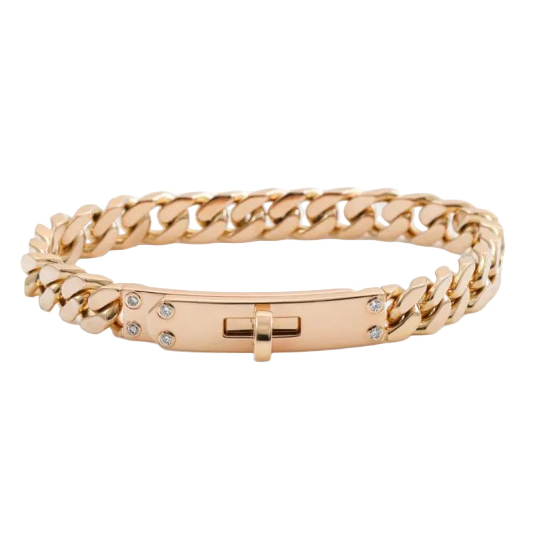 BANGLE CHAIN BRACELET 6 DIAMONDS