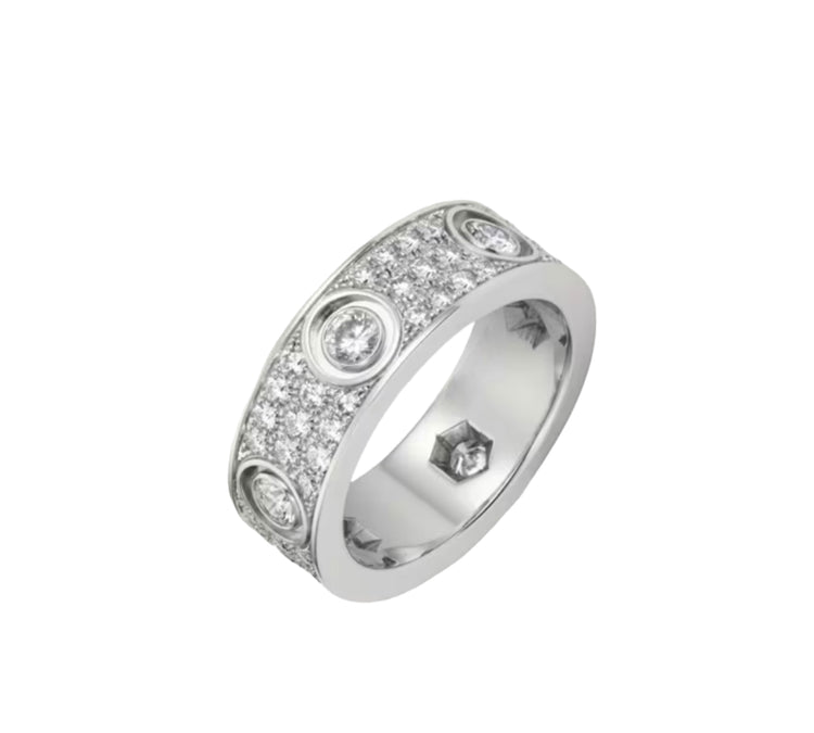 Screw Full Diamond Thick Ring