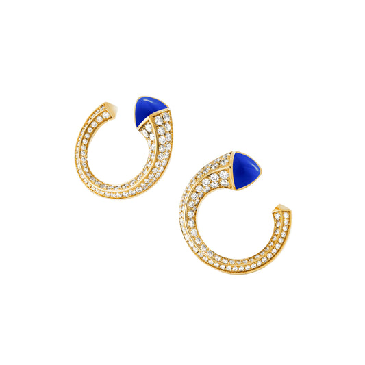 MIAMI BLUE ROUND EARRING DIAMOND